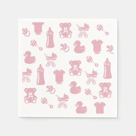 Pink Baby Dusche Icons Serviette (Vorderseite)