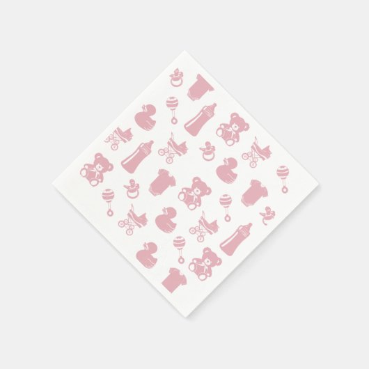 Pink Baby Dusche Icons Serviette (Ecke)
