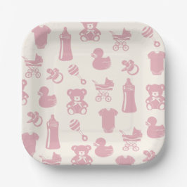 Pink Baby Dusche Muster Pappteller