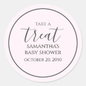 Pink Baby Dusche Niedliche Kalligrafie Script Leck Runder Aufkleber (Vorderseite)