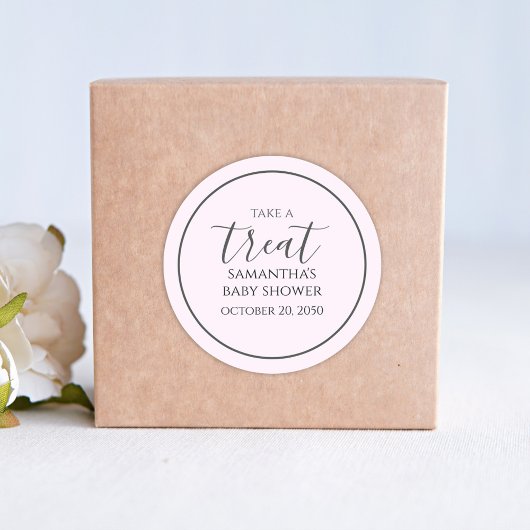 Pink Baby Dusche Niedliche Kalligrafie Script Leck Runder Aufkleber