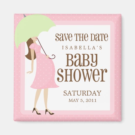 Pink Baby Dusche Save the Date Magnet (Vorne)