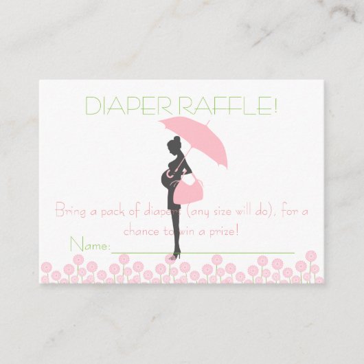 Pink Baby Dusche Silhouette Windeln Raffle Tickets Begleitkarte (Vorderseite)