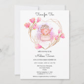 Pink Baby Dusche Tee Party Einladung (Vorderseite)