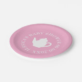 Pink Baby Dusche Tee Party Teller mit individuelle (Schrägansicht)