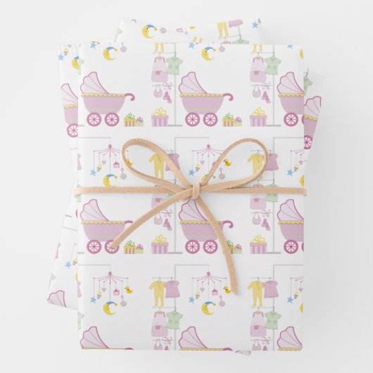 Pink Baby Dusche Umhängeblatt Geschenkpapier Set (Beispiel)