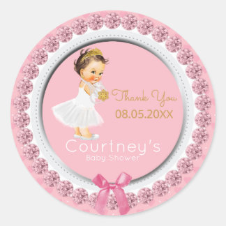 Pink Baby Dusche Vielen Dank | Princess Dusche Gef Runder Aufkleber