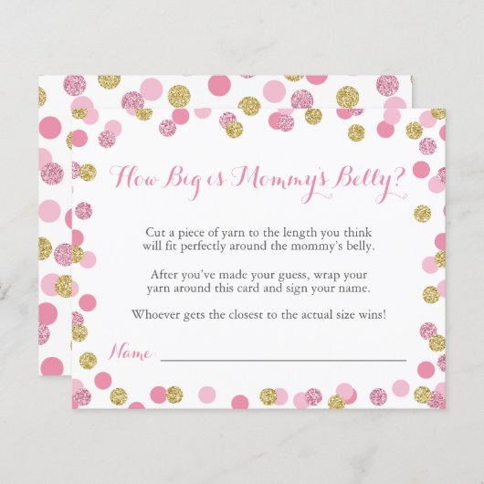 Pink Baby Dusche Wie groß ist Mama's Bauchspiel (Vorne/Hinten)