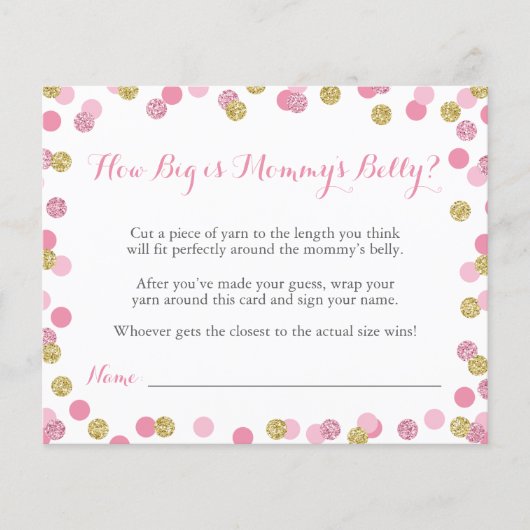 Pink Baby Dusche Wie groß ist Mama's Bauchspiel (Vorderseite)