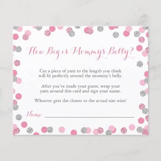Pink Baby Dusche Wie groß ist Mama's Bauchspiel (Vorderseite)