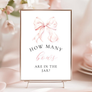Pink Baby Dusche Wie viele Bows Tafelzeichen Poster