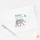 Pink Baby Elephant Dusche Gefallen Sticker, Gesche Runder Aufkleber (Umschlag)