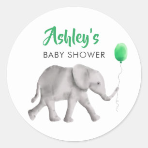 Pink Baby Elephant Dusche Gefallen Sticker, Gesche Runder Aufkleber