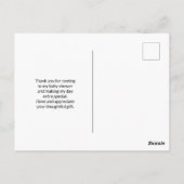 Pink Baby Elephant und Rose - Danke Postkarte (Rückseite)