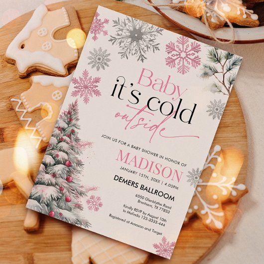 Pink Baby Es ist kalt draußen Babydusche Einladung