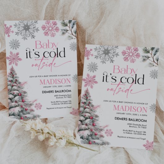 Pink Baby Es ist kalt draußen Babydusche Einladung