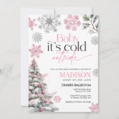 Pink Baby Es ist kalt draußen Babydusche Einladung (Vorderseite)