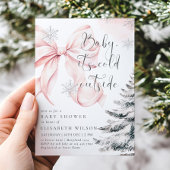 Pink Baby Es ist kalte Outside Bow Girl Babydusche Einladung