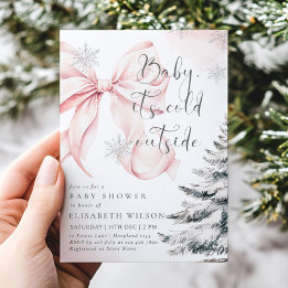 Pink Baby Es ist kalte Outside Bow Girl Babydusche Einladung