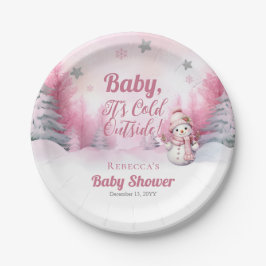 Pink Baby Es ist kalte Outside Snow Girl Babydusch Pappteller