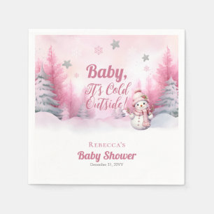 Pink Baby Es ist kalte Outside Snow Girl Babydusch Serviette