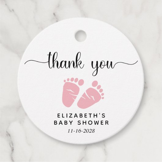 Pink Baby Feet Baby Girl Dusche Vielen Dank Geschenkanhänger (Vorderseite)