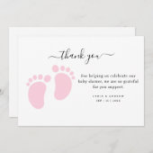 Pink Baby Feet Baby Shower Party, Girl Baby Shower Dankeskarte (Vorne/Hinten)