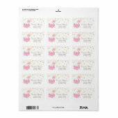 Pink Baby Flamingo, Blume Imitate Gold Foil Confet Adressaufkleber (Vorne)