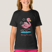 Pink Baby Flamingo im Wasser T-Shirt (Vorderseite)