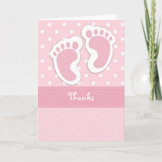 Pink Baby Foot Print Danke Karte (Vorderseite)