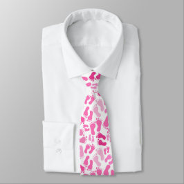 Pink Baby Foot Prints Neck Tie Krawatte