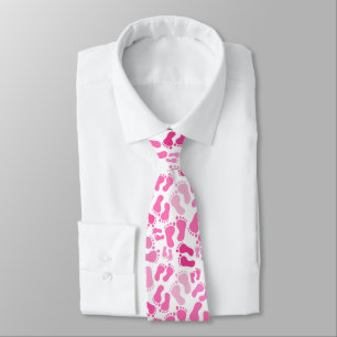 Pink Baby Foot Prints Neck Tie Krawatte