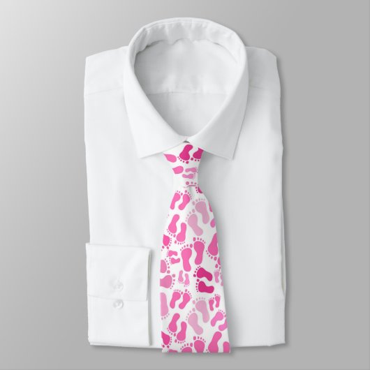 Pink Baby Foot Prints Neck Tie Krawatte (Gebunden)