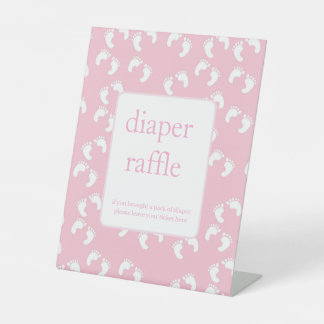 Pink Baby Footprints Diaper Raffle Baby Shower  Sockelschild