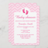 Pink Baby Footprints Silhouette Babydusche Einladung (Vorne/Hinten)