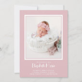 Pink Baby Foto Birth Ankündigung (Vorderseite)