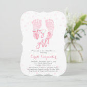 Pink Baby Füße ist eine Girl Baby Dusche Einladung (Stehend Vorderseite)