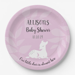 PINK Baby Garden Deer Sehr geehrte Kinderdusche la Pappteller