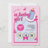 Pink Baby Girl 1. Geburtstag Einladung (Vorderseite)