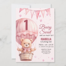 Pink Baby Girl Air Ballon Teddy Bear Geburtstag