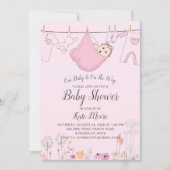 Pink Baby Girl Baby Dusche Einladung (Vorderseite)