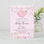 Pink Baby Girl Baby Dusche Einladung (Stehend Vorderseite)