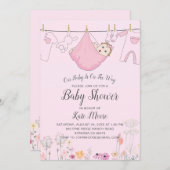 Pink Baby Girl Baby Dusche Einladung (Vorne/Hinten)