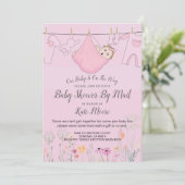 Pink Baby Girl Babydusche per Mail Einladung (Stehend Vorderseite)