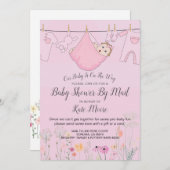 Pink Baby Girl Babydusche per Mail Einladung (Vorne/Hinten)