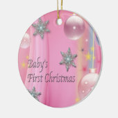 Pink Baby Girl Baby's First Christmas Ornament (Links)