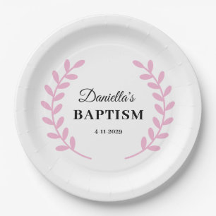 Pink Baby Girl Baptisse Pappteller