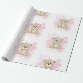 Pink Baby Girl Bear Baby Dusche Geschenkpapier (Ungerollt)