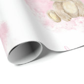 Pink Baby Girl Bear Baby Dusche Geschenkpapier (Rolleneckpunkt)