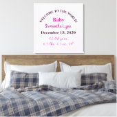 Pink Baby Girl Birth Stats Leinwanddruck (Insitu (Schlafzimmer))